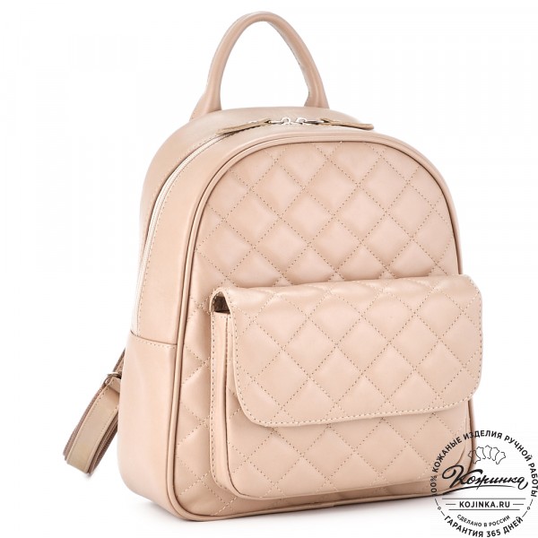 Женский кожаный рюкзак "Гермиона" (бежевая гладкая кожа). фото 1